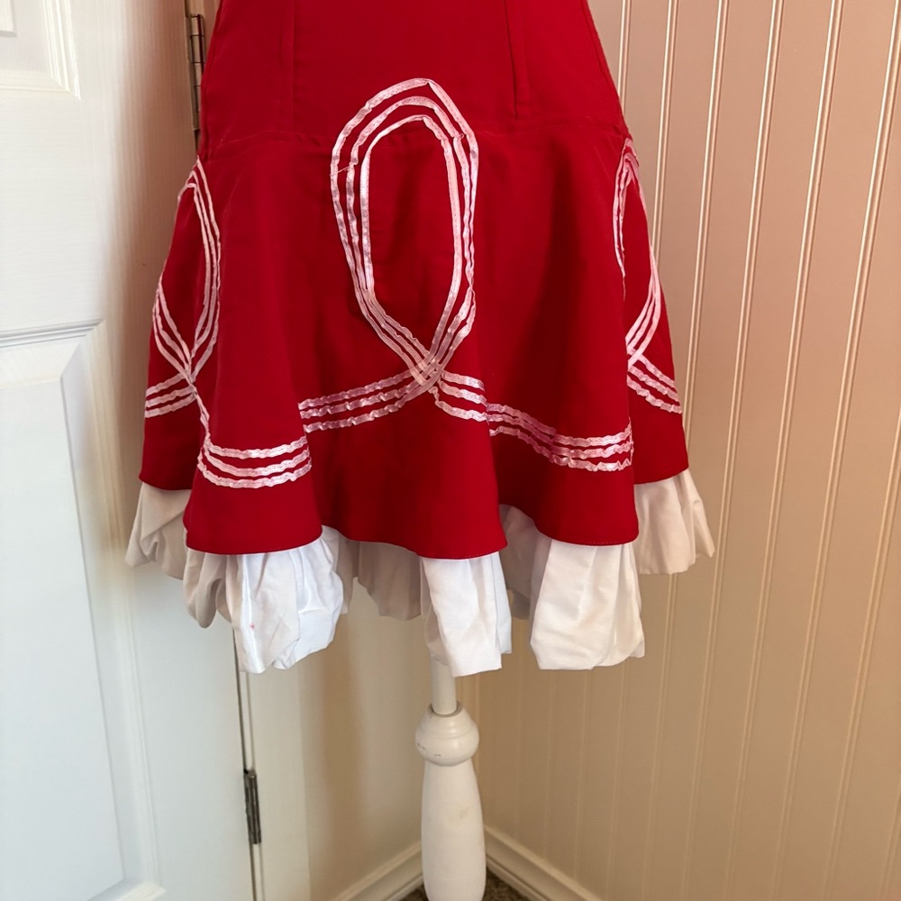 Retro Red and White Mini A-Line with Bubble Skirt Dress size Large ICE Design - Picture 2 of 11